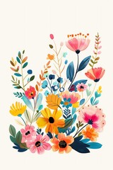 Craft a charming, minimalistic rear perspective of a Cinco de Mayo-inspired Mexican motif frame Infuse it with traditional Mexican flowers in vibrant, whimsical colors like hot pink Emulate Jon Klasse