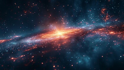 A galaxy with a bright orange star in the center by AI generated image - obrazy, fototapety, plakaty