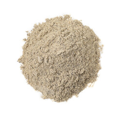 Aromatic spice. Ground pepper isolated on white, top view