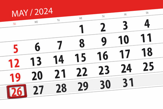 Calendar 2024, deadline, day, month, page, organizer, date, May, sunday, number 26