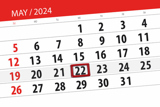 Calendar 2024, deadline, day, month, page, organizer, date, May, wednesday, number 22