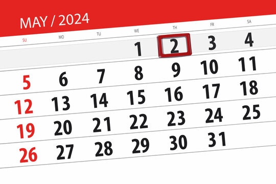 Calendar 2024, deadline, day, month, page, organizer, date, May, thursday, number 2