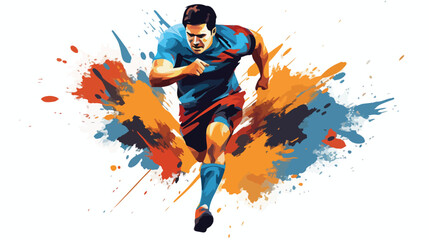 Fototapeta premium Sports man runing colorful splashes for t-shirt 