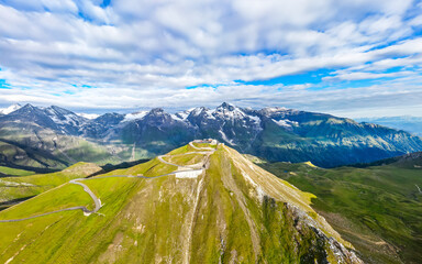 Großglockner alpine mountain pass road in Austria. Famous scenic road and tourist attraction. The...
