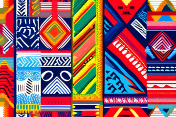 Graphic design of colorful ethnic fabric pattern or style clothing fashion.  - obrazy, fototapety, plakaty