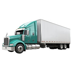 A large modern American truck with a white trailer and a bluegreen cab Side view SVG isolated on transparent background