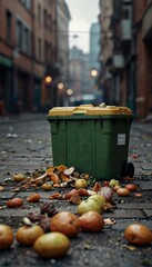 Fototapeta premium Garbage that doesn't go into the bin Garbage in big cities, garbage problems