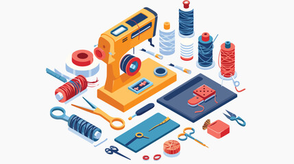 stitch guide embroidery hobby isometric icon vector. 