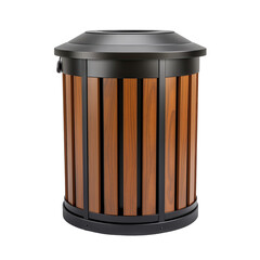 A garden brown wooden and black steel of dustbin SVG isolated on transparent background