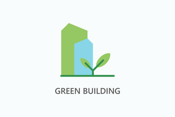 Green Building vector, icon or logo sign symbol illustration	