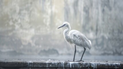 Obraz premium White Bird Standing on Ledge