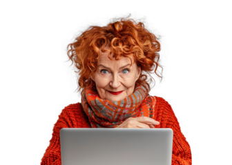 Redhead Senior Woman with Laptop