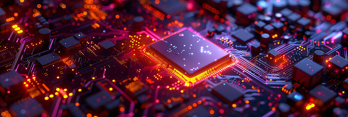 overhead view of quantum computing chips, science and technology in action, realistic photography, copy space - obrazy, fototapety, plakaty