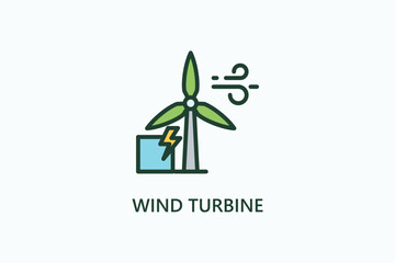 Wind Turbine vector, icon or logo sign symbol illustration	