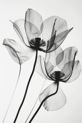 Artistic X-Ray Image of Flower Petals in Vivid Colors
