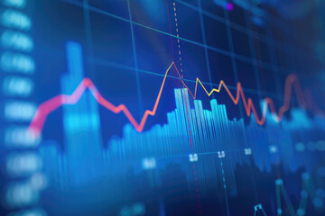 Fototapeta premium Charting Success A close-up of a line graph on a screen, steadily rising with a positive trend, symbolizing financial growth and smart investments