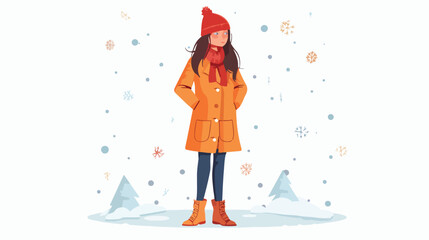 The girl very cold in winter. Vector illustration 