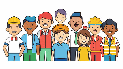 labor day a group of people of different profession vector illustration