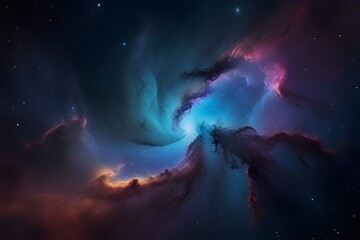 Colorful space galaxy cloud nebula. Stary night cosmos. Universe science astronomy. Supernova background wallpaper Generative AI - obrazy, fototapety, plakaty