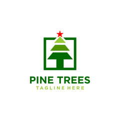 Pine tree logo, letter T logo design