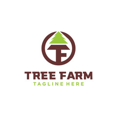Tree Farm logo, letter TF logo design