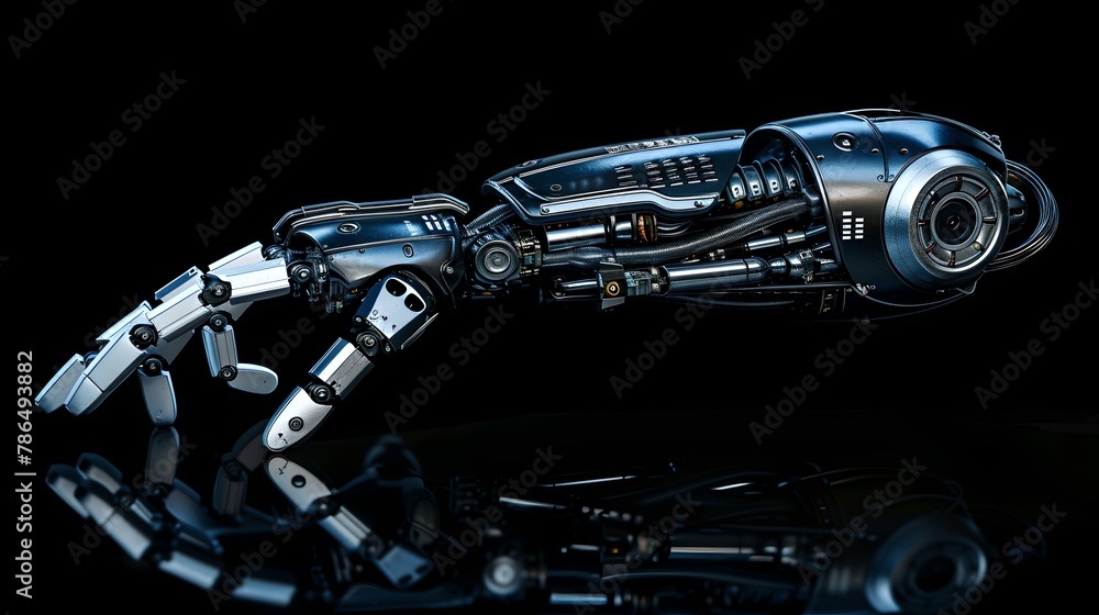 Aufkleber futuristic robotic arm displaying advanced technology on a reflective surface. represents innovation