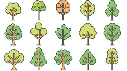 Tree icon. Tree vector set. Linear icon collection. fl