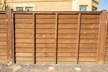 Close up of brown wooden fence panel , Edinburgh, Scotland