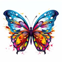 colorful butterflies on white background Created with Generative AI technology.