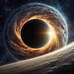 우주의 매력 블랙홀과 행성의 만남 - obrazy, fototapety, plakaty