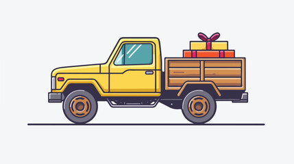Truck with a gift vector icon EPS flat vector isolated