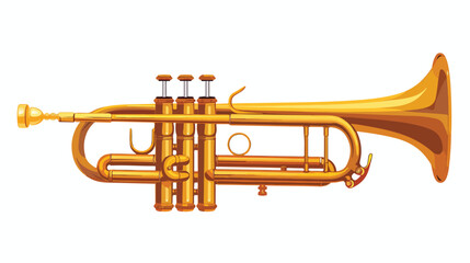 Trumpet notes wind musical instrument horn flat vector