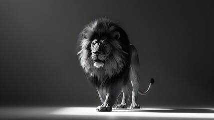 Commanding Presence of a Majestic Lion in Striking Black and White
