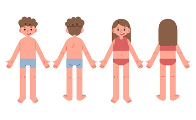 Obraz premium Body parts 4 cute on a white background, vector illustration.