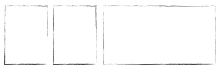 Vintage brush rectangles frames. Brush texture. Doodle brush stroke rectangles. Hand drawn set. Vector illustration. Eps file 323. 