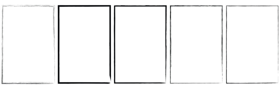Vintage brush rectangles frames. Brush texture. Doodle brush stroke rectangles. Hand drawn set. Vector illustration. Eps file 325. 