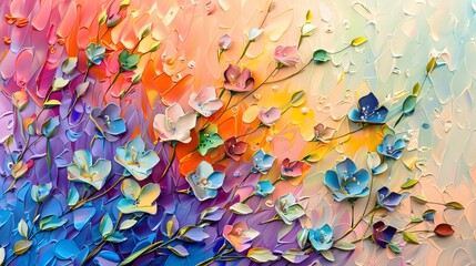 Flower Painting, Flower Texture Painting, Palette Knife Painting, Abstract flower painting