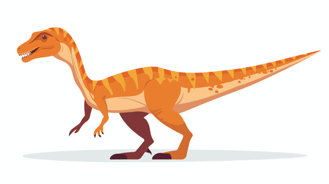 Utahraptor coloring page. Cute flat dinosaur isolated