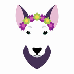 dog head with flower vector illustration
