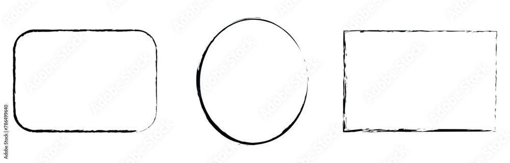 Aufkleber frame brush art line. round and square background. hand drawn doodle line vector element. hand drawn