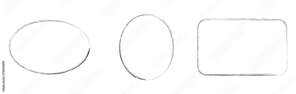 Aufkleber frame brush art line. round and square background. hand drawn doodle line vector element. hand drawn