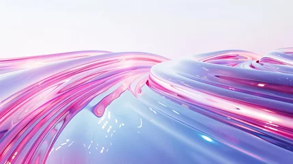Foto op Canvas Pink and blue glossy abstract 3D render © Fay Melronna 