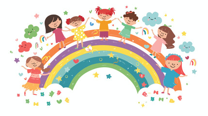 Obraz na płótnie Canvas Vector cartoon illustration. Children rainbow