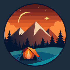 camping view vector illustration