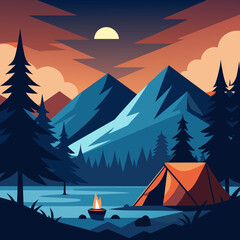 camping view vector illustration