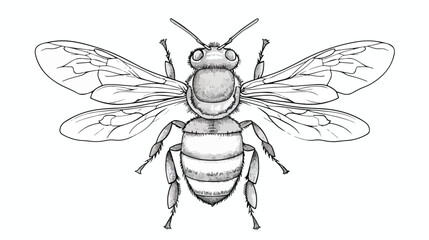 Vector continuous one line bee illustration flat vector