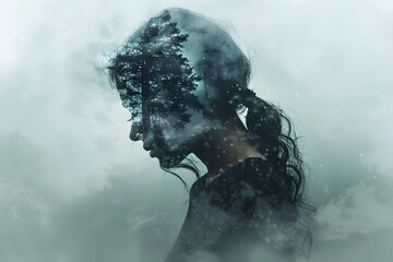 Fototapeta premium A journey through the darkness: navigating mental health struggles and the battle against depression.