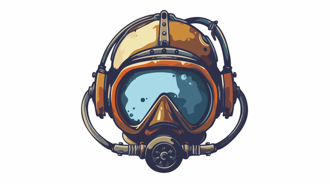 Vector flat image of a divers helmet flat vector isolated