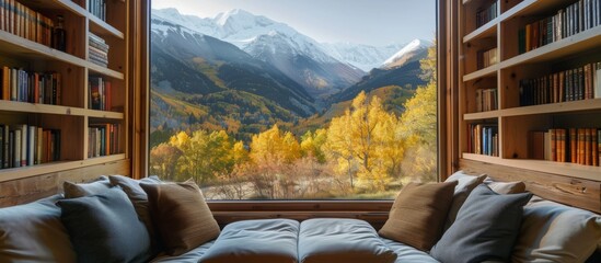 Cozy reading nooks and window seats invite relaxation amidst stunning mountain scenery. 