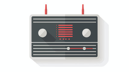 Vector grey retro radio icon with red vertical line